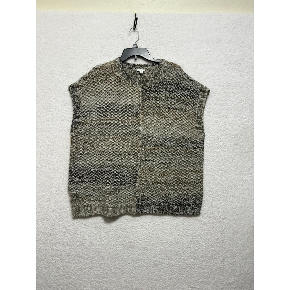 Pure Jill J Jill Mohair Wool Blend Chunky Knit Sweater‎ Vest Tan Brown XS/S